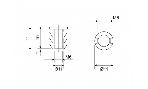 Муфта для ніжки М6 пластик Муфта для ніжки М6 пластик