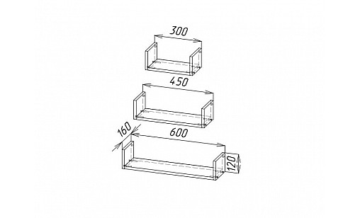 Полка Ruby 300/450/600 (набор) Монолит Полка Ruby 300/450/600 (набор) Монолит