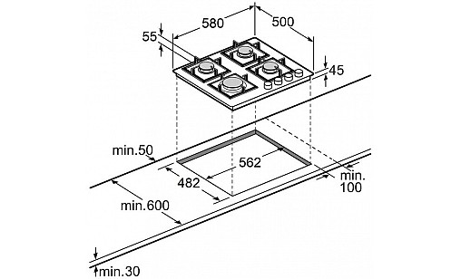 Газовая поверхность FABIANO FHGR 3744 VGH Ivory 8112.406.1616 сталь кремовый