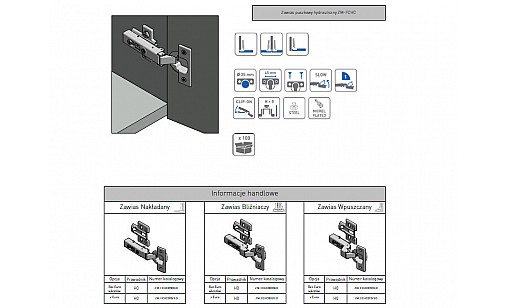 Завiс накладний з дотягом LIGHT PLUS  ZM-FCHC09BEO GTV