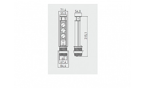 Удлинитель для офиса д60 круглый на 3 розетки SCHUKO 2xUSB, серый AE-BPW3S60U-80  GTV