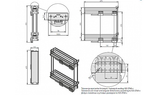 Комплект напрямних для карго MOVIX PRO KO-150/200BO-01/60 з дотягом, праве PB-KO450BO-R1 GTV