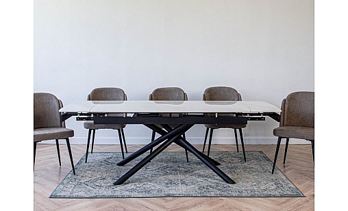 Стіл обідній Philip1600(2200)*900*750 White Golden Art Glossy