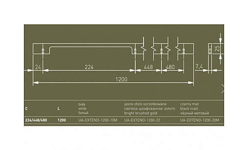 Ручка EXTEND 1200мм Чёрный матовый UA-EXTEND-1200-20M GTV Ручка EXTEND 1200мм Чёрный матовый UA-EXTEND-1200-20M GTV