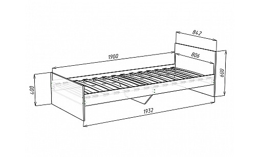 Ліжко Verona 1932х842х700 Дуб Тахо