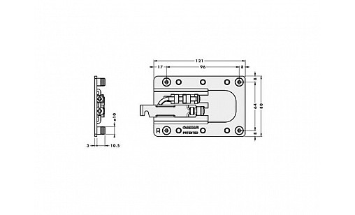 Підвіс для шафи сталь оцинкована для запресування 140 кг/пара, правий 290.40.933 Hafele/Camar 807 XL RV Підвіс для шафи сталь оцинкована для запресування 140 кг/пара, правий 290.40.933 Hafele/Camar 807 XL RV