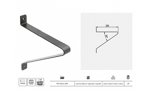 Полицетримач GALA Чорний Матовий PP-GALA-20M GTV Полицетримач GALA Чорний Матовий PP-GALA-20M GTV