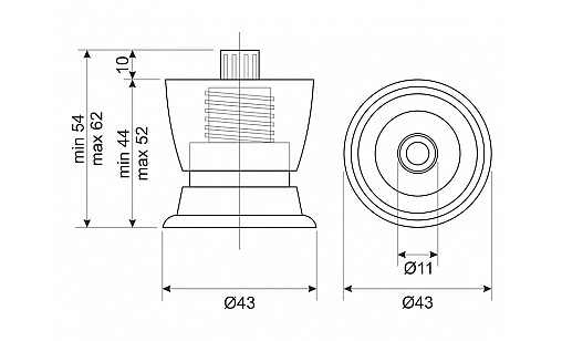 Ножка Н-37 D-50 DPN 06 Алюминий ( G6 ) ДС СандартЛайн Ножка Н-37 D-50 DPN 06 Алюминий ( G6 ) ДС СандартЛайн