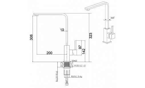 Смеситель FABIANO FKM 52 SS Beton Г-образный 8232.401.0697