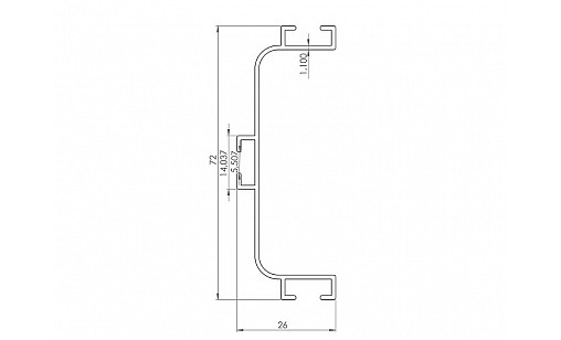 Профіль фронтальний алюмінієвий L (фасад без ручок) ЧОРНИЙ МАТ L = 4,2м 5453.01.420.21.06 Профіль фронтальний алюмінієвий L (фасад без ручок) ЧОРНИЙ МАТ L = 4,2м 5453.01.420.21.06