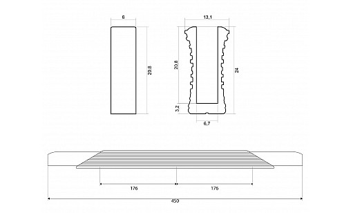 Ручка профільна DL 9389/352 ChSl/GR Шампань Рифлений/Графіт ДС