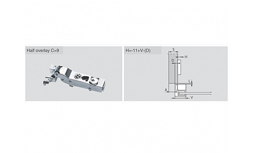 ДТС Петля полунакладная для алюминиевого профиля с доводчиком C80B678F