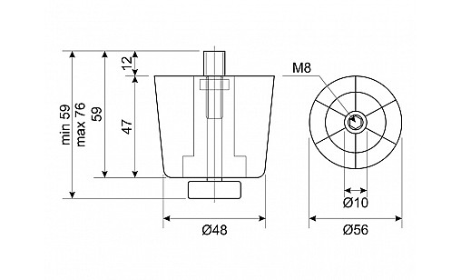 Ніжка-стопка 47х50мм регульована Чорна Ніжка-стопка 47х50мм регульована Чорна