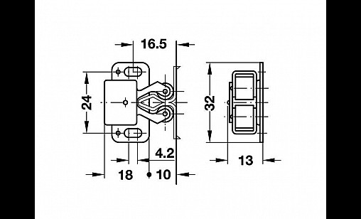 244.01.903 Пдвійна роликова защіпка, сталь, оцинкована Hafele