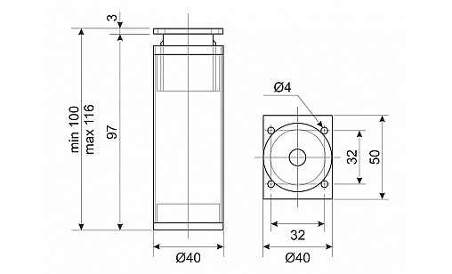 Ножка регулируемая RFA042/100 Алюминий D-40мм ДС