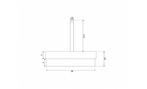 Ножка-гвоздь с фетром д=28мм Ножка-гвоздь с фетром д=28мм