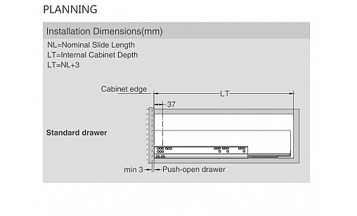 ДТС SLIM Тандембокс графит L-500/126 Tip-on HT425004A11 (Е30)