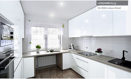 Панель МДФ LUXEFORM GL-003U AS Белый Снег Глянец (пластик в декор) 2800х1300х18,4 мм - Acryl TopX 1800 (standard)