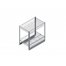 Карго S-21032-х уровневое с сеткой для бутылок в секцию 450 мм хром 360*500*520 с доводчиком