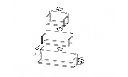 Полка Ruby 400/550/700 (набор) Дуб Сонома