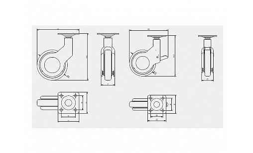 Меблевий ролик STRADA d 60 чорний KM-STRADA-60MM-BH-20 GTV