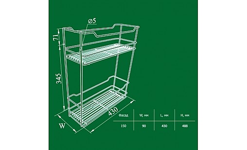 Карго-корзина 150/2 Металлик левая / правая ДС Карго-корзина 150/2 Металлик левая / правая ДС