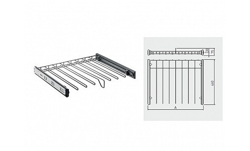Вешалка для брюк 700 мм (без направляющих) графит W-WSPD70-BP-60  GTV