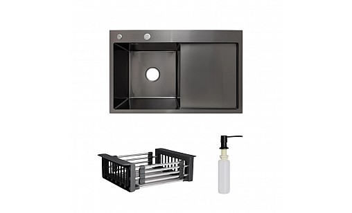 Мойка нержавеющая LIDZ H7849L Brush 3,0/1,0 мм (47523) с корзиной и дозатором крыло слева Мойка нержавеющая LIDZ H7849L Brush 3,0/1,0 мм (47523) с корзиной и дозатором крыло слева