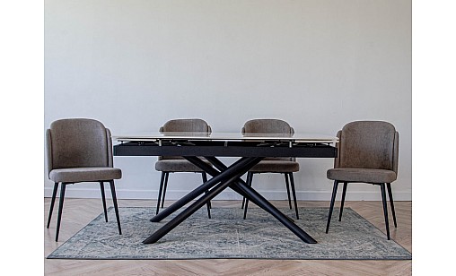 Стіл обідній Philip1600(2200)*900*750 White Golden Art Glossy