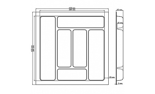 Лоток в секцію 500мм для кухонних приладів Білий STANDART