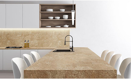 Столешница LUXEFORM S055/L Травертин Классический 1U R6 3050х1000х28 мм Столешница LUXEFORM S055/L Травертин Классический 1U R6 3050х1000х28 мм