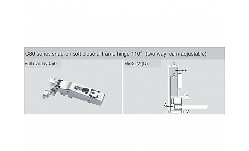 ДТС Петля накладная для алюминиевого профиля с доводчиком C80A678F