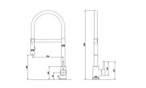 Смеситель FABIANO FKM 43C SS Inox/black гибкий 8232.401.0220