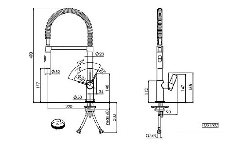Смеситель Franke 115.0486.993 Fox Pro  хром
