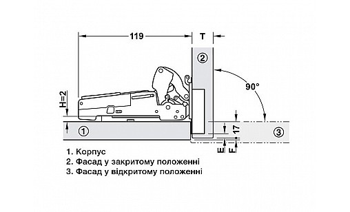 Подъемный механизм барный PACTA с автоматическим закрыванием 365.13.700