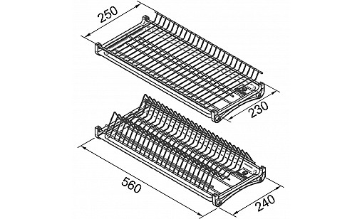 Сушарка для посуду термопластична з двома піддонами в секцію 600мм Біла  ДС