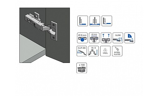 Петля полунакладная с доводчиком LIGHT PLUS  ZM-FCHC08BEO GTV