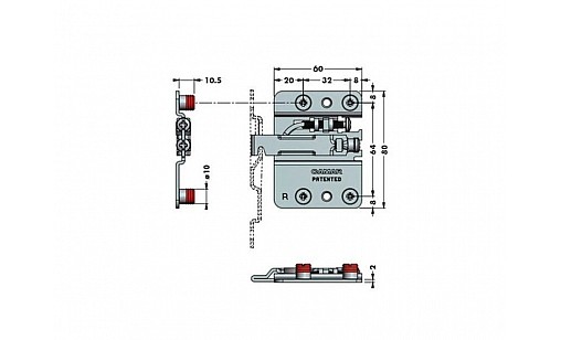 Підвіс під запресування з прихованим корпусом (4мм) для висувних ящиків, правий 290.40.903 Hafele/Camar 807 RV Підвіс під запресування з прихованим корпусом (4мм) для висувних ящиків, правий 290.40.903 Hafele/Camar 807 RV
