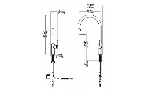 Змішувач KRAUS KPF-2821BB U-подібний с висувним виливом золото