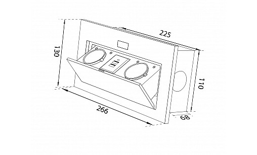 Блок врезной на 2 розетки и 2 USB разъёма с подъёмной крышкой Алюминий Блок врезной на 2 розетки и 2 USB разъёма с подъёмной крышкой Алюминий