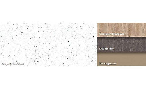 Стільниця K217 GG Андромеда біла 4100х600х38 1U R3.3 вологостійка Kronospan