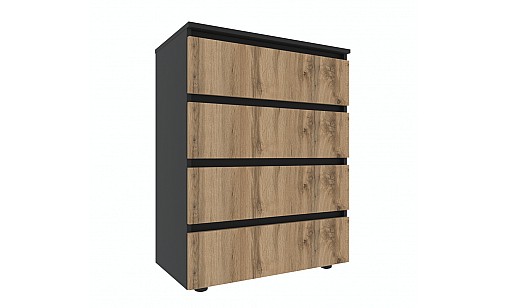 Комод STEVE 702*400*909 Чорний/Дуб Тахо