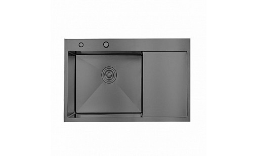 Мойка нержавеющая LIDZ H6350BR PVD Black Brush 3,0/1,0 мм (45590) с дозатором крыло справа черный