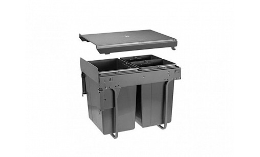 Відро для сміття PRACTI ECO із кріпленням до фасаду 400 мм 20 л 2x10 л, антрацит GTV PB-45-MF202X10-60A