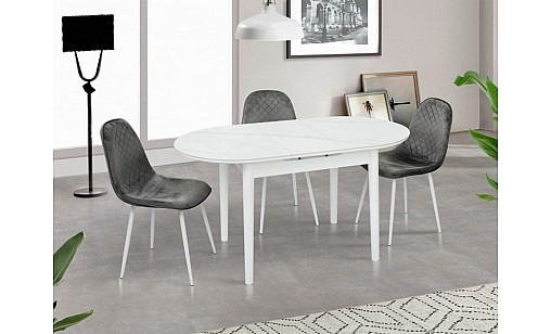 Стол обеденный ТИТАН 1100(1400)*750*760 белый мрамор/белый