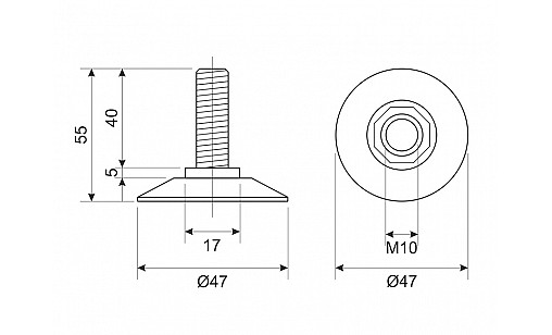 Ніжка М10 регульована Сіра