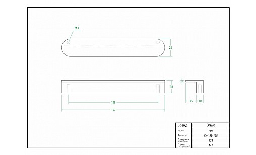Ручка Bravo Yard 128 мм брашоване золото FX-183-128-109
