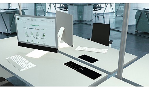 Блок врезной на 3 розетки с выдвижной крышкой (черный) Блок врезной на 3 розетки с выдвижной крышкой (черный)