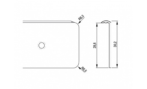 Накладка для столешницы алюминиевая 600 мм х 38 мм U профиль правая ДС