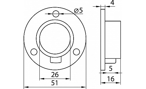 R-11M/25 фланец для трубы d-25мм усиленный Хром ДС